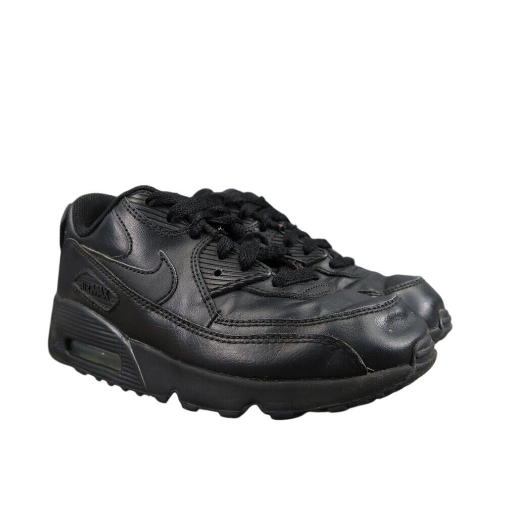 Nike Shoes Kids 2 Sneaker Air Max 90 Black Leather Lace Up Athletic Sport Active
